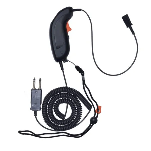 JPL Scout 300A Push-to-talk PTT with Additional Amplification - 6-Wire PJ-7 2 prong plus with coiled cord to PLX Compatible QD TAA Compliant